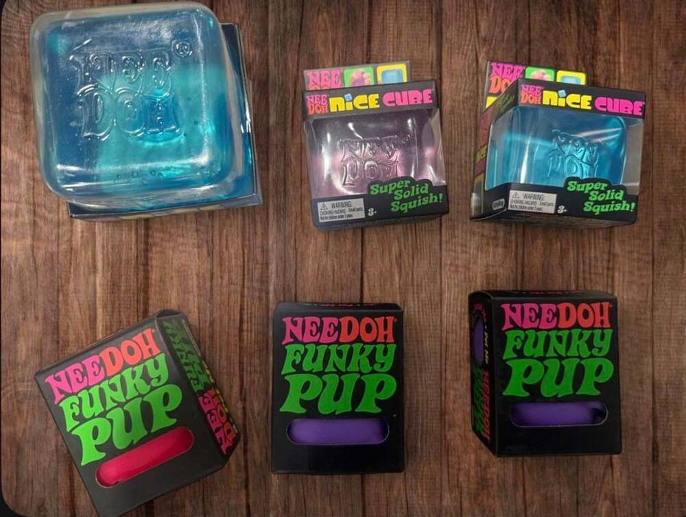 Schylling NeeDoh Nice Berg Giant Nice Cube and Funky Pup Sensory Toy Bundle